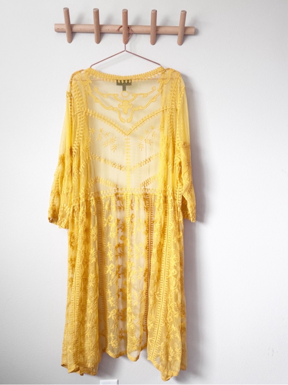 Lane Bryant Yellow Sheer Embroidered Kimono - Picture 9 of 11